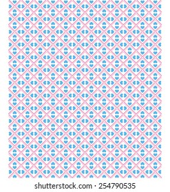 Seamless love pattern. Blue hearts and pink dots on white background