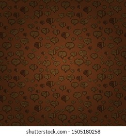 Seamless love pattern with cute hearts, doodles. Hand drawn illustration in cartoon style on black, brown and gray colors. Art for background texture design for web, print, textile, fabric.Vector.