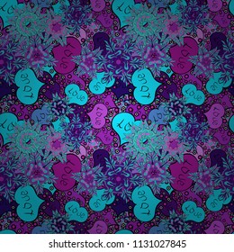 Seamless love pattern with cute lettering calligraphy text and hearts, envelopes, doodles. Hand drawn illustration in cartoon style. Vector. Graphic hearts love on brown, black and purple colors.