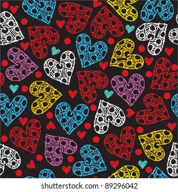 seamless love pattern, doodle hearts