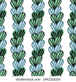 Seamless love pattern with hearts that look like leaves. Romantic vector illustration perfect for design greeting cards, prints, flyers, holiday invitations and more. Valentines Day design. Wedding