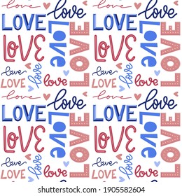 El amor romántico y sin incandescencias de San Valentín. Texto escrito a mano. Diseño de moda para planilla de tarjetas de felicitación, afiche, papel de envoltura. Antecedentes vectoriales dibujados a mano para el Día de San Valentín.