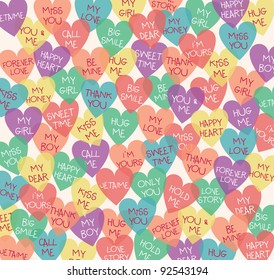 Seamless Love Shape Background. Speak Out Your Love Languages. Valentine's Day Design.