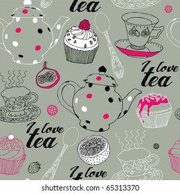  seamless love tea background