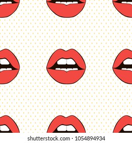 Seamless love vector pattern. Sexy background. Red lips.