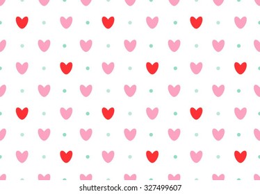 Seamless lovely pattern of hearts. Vector holiday texture in contrast colors