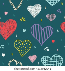 Seamless lovely texture with hearts. Seamless pattern can be used for invitation, wedding  cards, wallpaper or textile. 