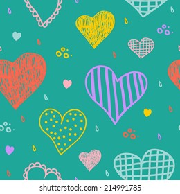 Seamless lovely texture with hearts. Seamless pattern can be used for invitation, wedding  cards, wallpaper or textile. 