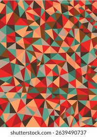 Seamless low poly triangle pattern in warm autumn tones. Stylish geometric background for tech, architecture or digital products.