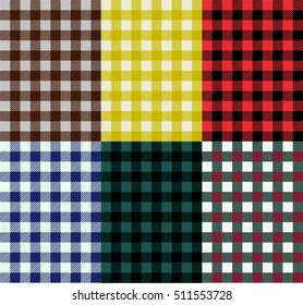 Seamless Lumberjack Textile pattern set.