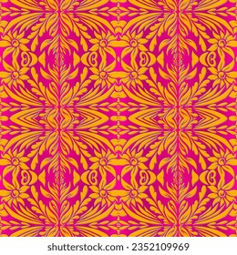Seamless Luxurious 3D emboss nature batik ethnic dayak borneo gradient flower and leaf art design pattern 