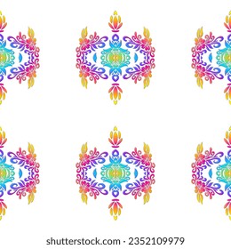 Seamless Luxurious 3D emboss nature batik ethnic dayak borneo gradient flower and leaf art design pattern 