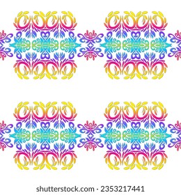 Seamless Luxurious 3D emboss nature batik ethnic dayak borneo gradient flower and leaf art design pattern 