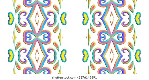 Seamless luxurious batik ethnic dayak traditional Java indonesia with beautiful flowers line art gradient design 