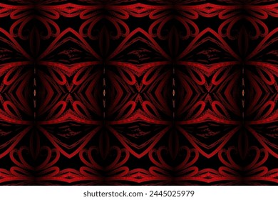 Seamless luxurious batik ethnic dayak traditional Java indonesia with beautiful flowers line art gradient design