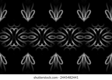 Seamless luxurious batik ethnic dayak traditional Java indonesia with beautiful flowers line art gradient design