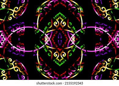 seamless luxurious  circular circle  line art pattern of indonesian culture traditional tenun batik ethnic dayak ornament for wallpaper ads background 