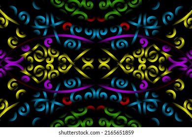 seamless luxurious colourful abstract  line art pattern of indonesian culture traditional tenun batik ethnic dayak ornament for wallpaper ads background or clothing