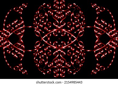 seamless luxurious white and Red circular circle  line art pattern of indonesian culture traditional tenun batik ethnic dayak ornament for wallpaper ads background 
