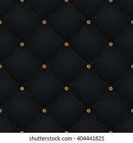 Seamless luxury dark black pattern and background with gold diamond. Vector Illustration
