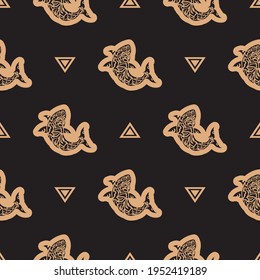 Seamless luxury dark pattern with sharks. Good for backgrounds, prints, apparel and textiles. Vector 