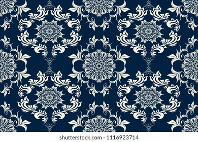 Seamless luxury decorative ornament on background. Luxurious floral ornament on background. Seamless wallpaper pattern. Trendy wallpaper pattern