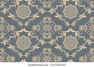 Seamless luxury decorative ornament on background. Luxurious floral ornament on background. Seamless wallpaper pattern. Trendy wallpaper pattern
