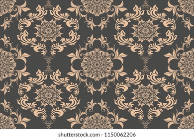 Seamless luxury decorative ornament on background. Luxurious floral ornament on background. Seamless wallpaper pattern. Trendy wallpaper pattern