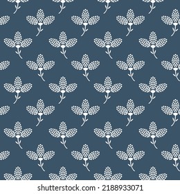 Seamless luxury florals vector pattern. Trendy modern fashion abstract dotted floral seamless pattern on indigo background. Simple flower design for textile, fabric, wallpaper and fashion prints.