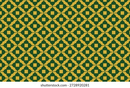 Patrón geométrico de lujo sin fisuras con adornos florales dorados sobre fondo verde oscuro, Fondo de pantalla tradicional islámico o árabe del estilo del damasco para la marca elegante y el diseño textil