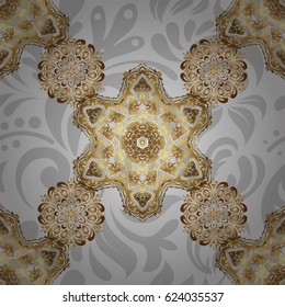 Seamless luxury gold patern with triangular scales. Vector gray background with golden elements for your creativity.