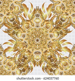 Seamless luxury gold patern with triangular scales. Vector gray background with golden elements for your creativity.