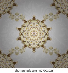 Seamless luxury gold patern with triangular scales. Vector gray background with golden elements for your creativity.