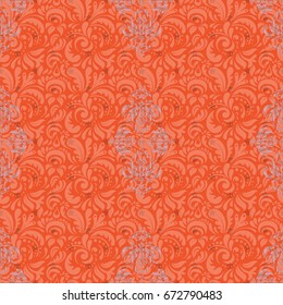 Seamless luxury motley patern with triangular scales. Vector pattern with orange and pink elements for your creativity.