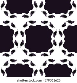 Seamless luxury ornamental feather pattern. Vintage feather pattern. Monochromatic feather ornaments. 