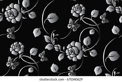Seamless luxury pattern with flowers
