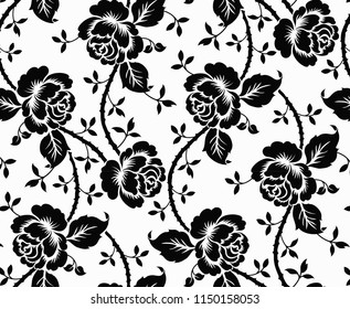 Seamless luxury pattern with flowers and beauty rose 