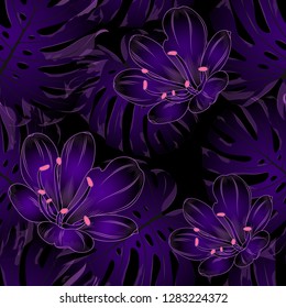 Seamless luxury pattern with flowers and clivia pattern.