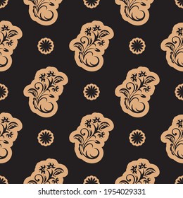Seamless luxury pattern with flowers and monograms in Simple style. Good for garments, textiles, backgrounds and prints. Vector 