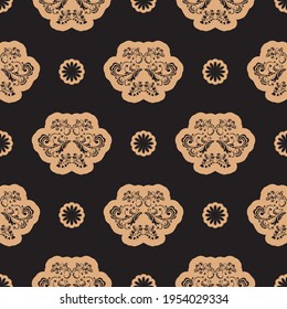Patrón de lujo sin igual con flores y monogramas de estilo simple. Bien para prendas de vestir, textiles, fondos e impresiones. Ilustración vectorial.