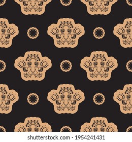 Seamless luxury pattern with flowers and monograms in Simple style. Good for backgrounds and prints. Vector 
