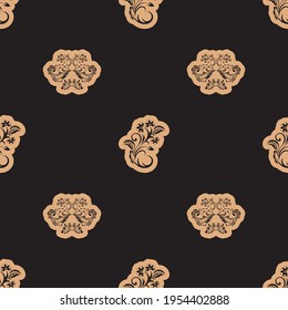 Seamless luxury pattern with flowers and monograms in Simple style. Good for menus, postcards, books, murals and fabrics. Vector illustration.