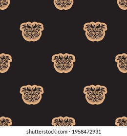 Seamless luxury pattern with flowers and monograms in Simple style. Good for menus, postcards, murals and fabrics. Vector 