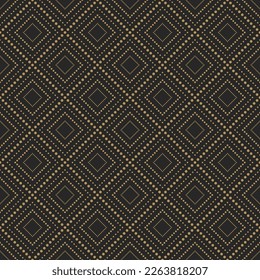 Seamless luxury pattern with gold dots rhombus on blue background, diagonal repeat  dotted line pattern design for decoration,wrap,cover,card.