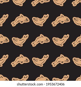 Seamless luxury pattern with whales in simple style. Good for backgrounds, prints, apparel and textiles. Vector illustration.