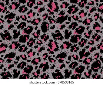 Seamless Luxury  Pink On Grey Leopard Pattern. Vector