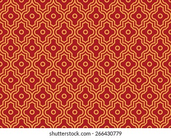 Seamless luxury red and gold enhanced moroccan pattern vector
