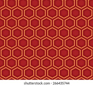Seamless luxury red and gold honeycomb pattern vector