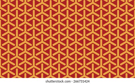 Seamless luxury red and gold isometric overlapping tridents pattern vector