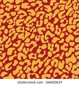 Seamless luxury red and gold leopard print tileable animal pattern vector